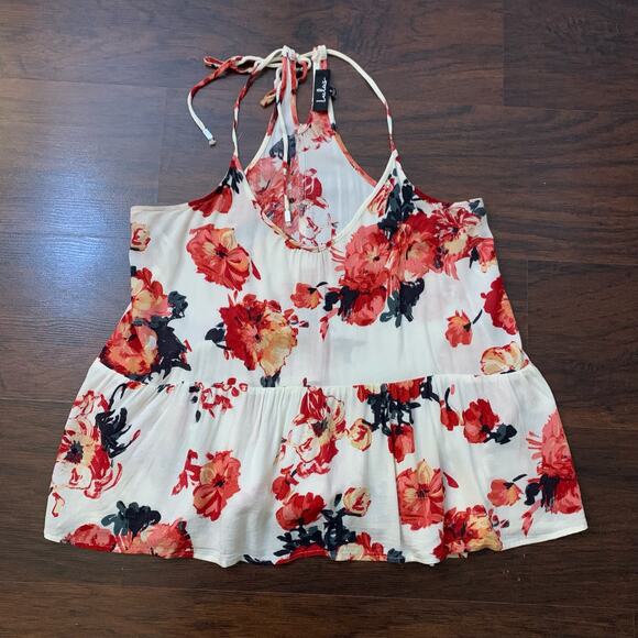 Lulu's Skyler cream & red floral tank top size S - Picture 5 of 11
